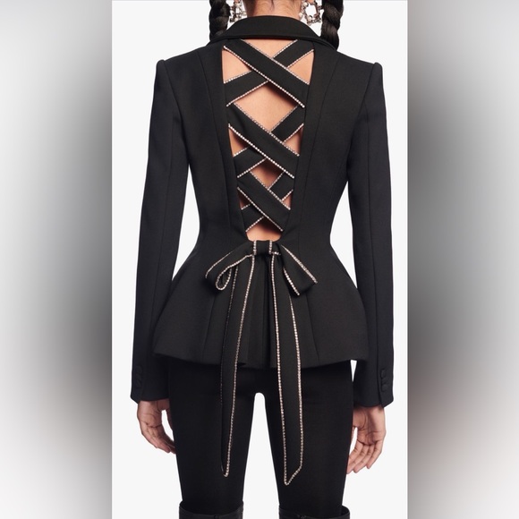 AREA Jackets & Blazers - AREA Black Blazer with Crisscross Back Size 0 LIKE NEW.